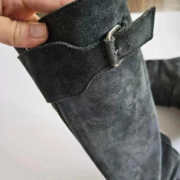 J.Crew Moto Biker Buckle Motorcycle Black Suede Leather Boots size 6 - Picture 6 of 15